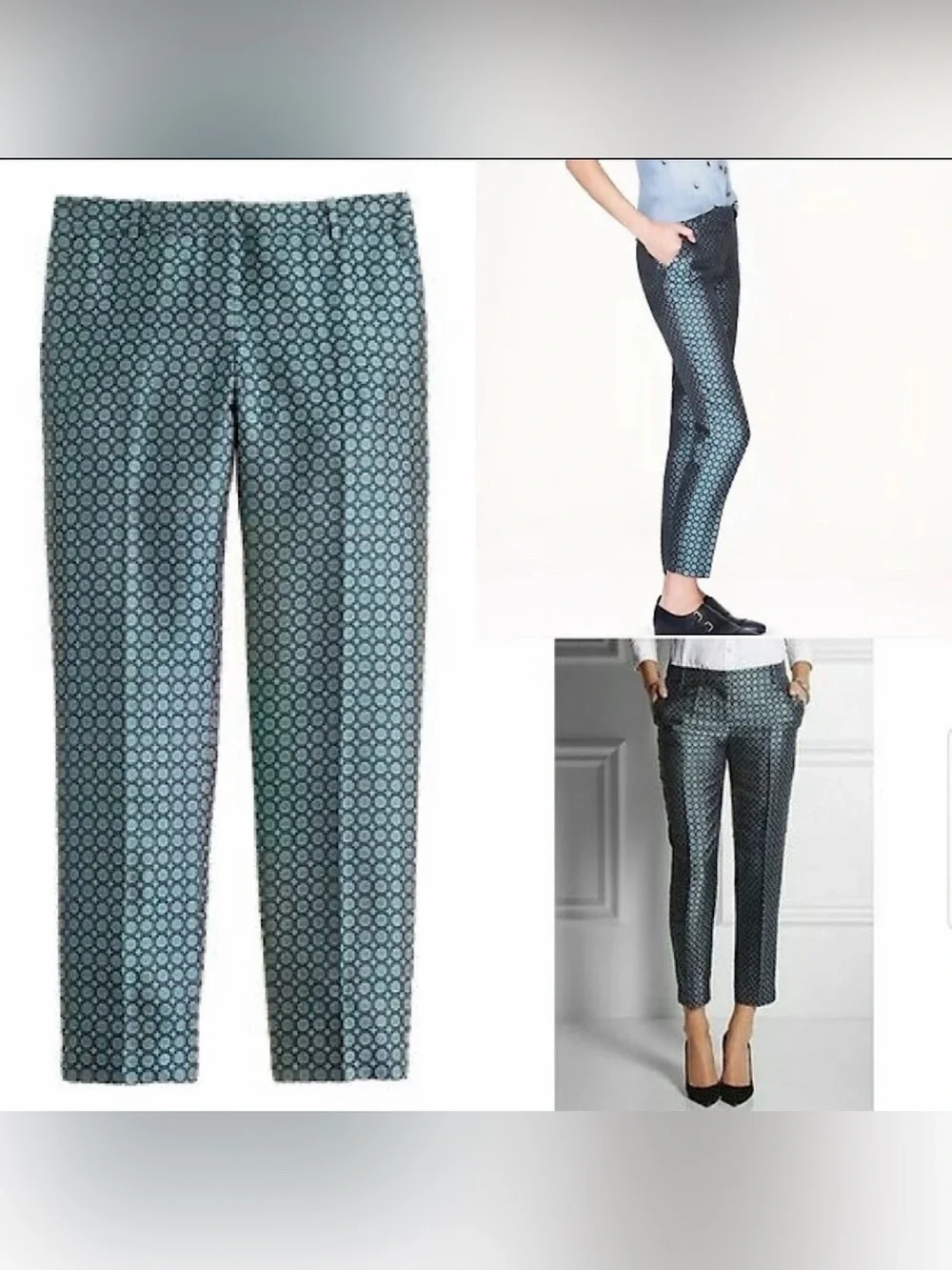 J.Crew Collection Women’s 0 Ankle 100% Silk Pants Brocade Foulard Style Designer